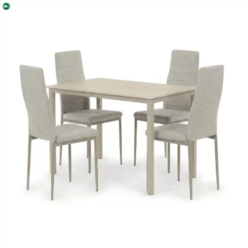 4 személyes étkezőszett szürke székekkel, krémszínű asztallal, asztal méret: 110x70x75cm, ASE-1039 CRM2