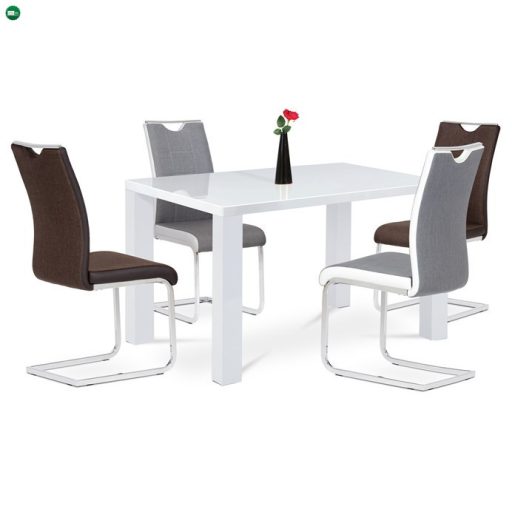 Modern Étkezőasztal Magasfényű Fehér Színben At-3007