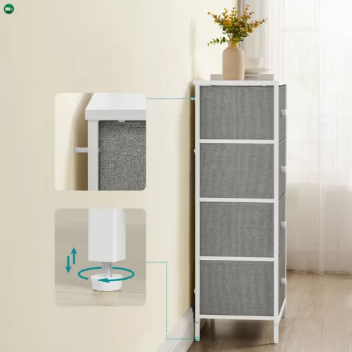 Szürke komód 45×30×92 cm méretben – AUK-E1031-GREY