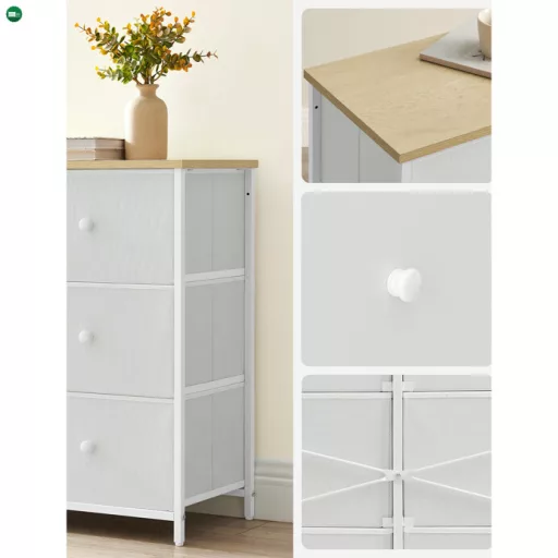 Fehér Fém Komód 80×30×71 cm. AUK-E1032 WT
