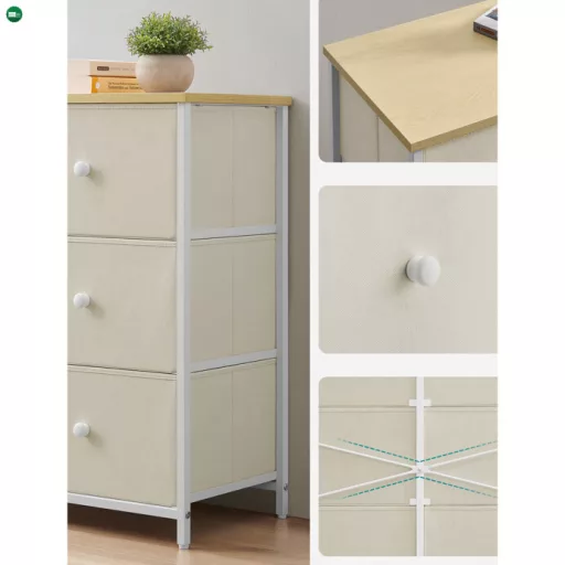 Bézs Fém Komód 80×30×71 cm. AUK-E1033 WT