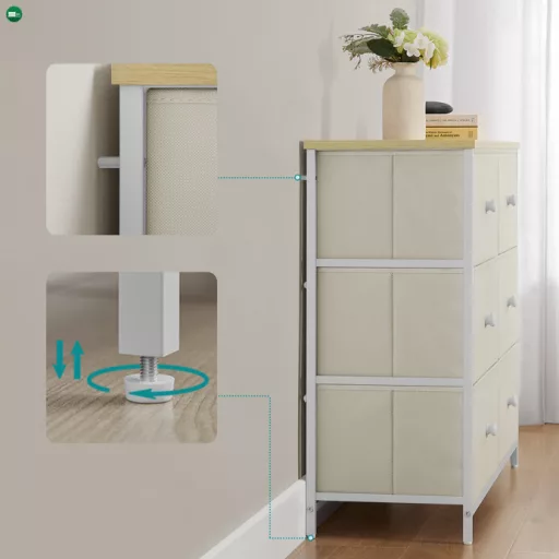 Bézs fém komód 80×30×71 cm WT