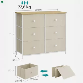 Bézs Fém Komód 80×30×71 cm. AUK-E1033 WT