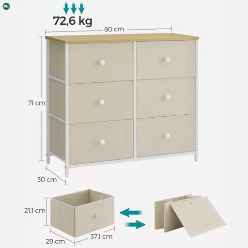 Bézs fém komód 80×30×71 cm WT