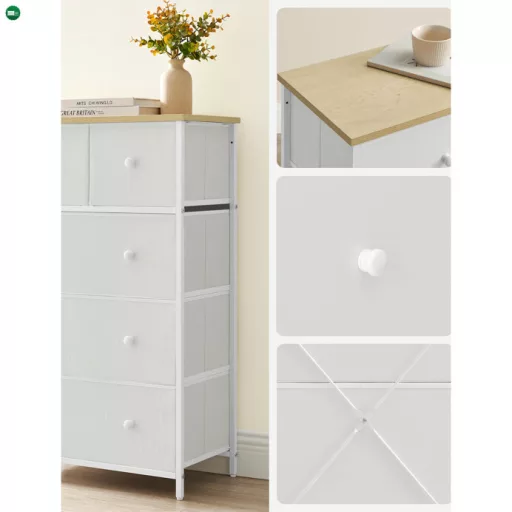 Fehér Fém Komód 56×30×93 cm. AUK-E1051 WT