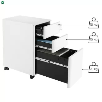 Irodai konténer 30x46x59 cm, fém, fehér, AUK-E1130 WT