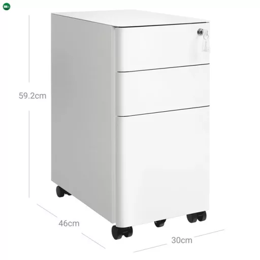 Irodai konténer 30x46x59 cm, fém, fehér, AUK-E1130 WT