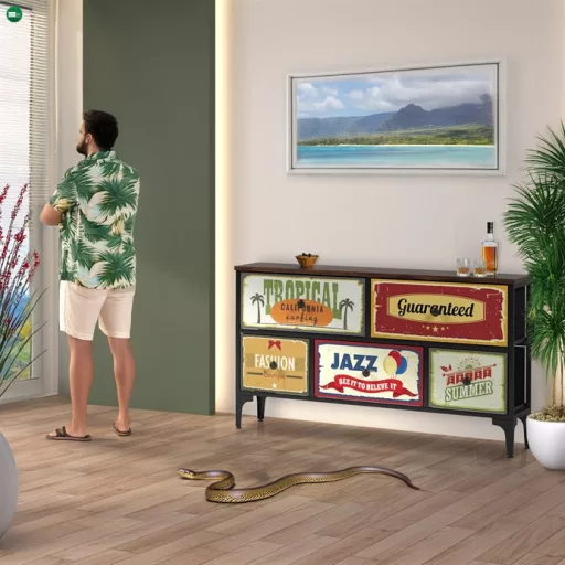 Többszínű MDF Komód 103×30×56 cm. AUK-W2103 BK
