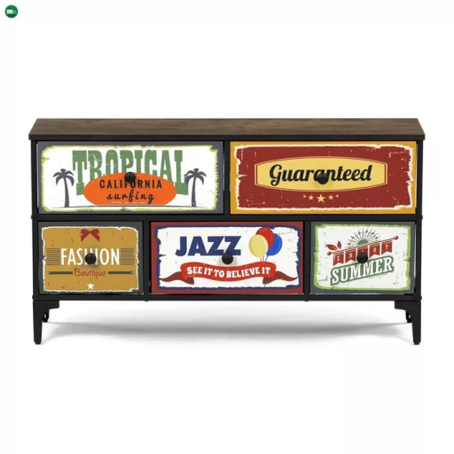 Többszínű MDF Komód 103×30×56 cm. AUK-W2103 BK