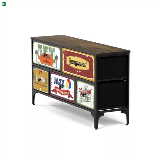 Többszínű MDF Komód 103×30×56 cm. AUK-W2103 BK