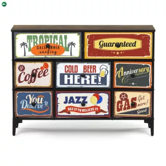 Többszínű MDF Komód 103×30×78 cm. AUK-W2104 BK