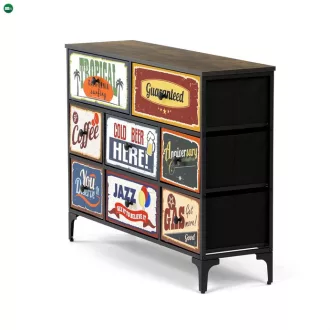 Többszínű MDF Komód 103×30×78 cm. AUK-W2104 BK