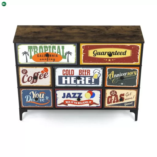 Többszínű MDF Komód 103×30×78 cm. AUK-W2104 BK