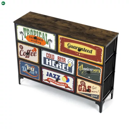 Többszínű MDF Komód 103×30×78 cm. AUK-W2104 BK