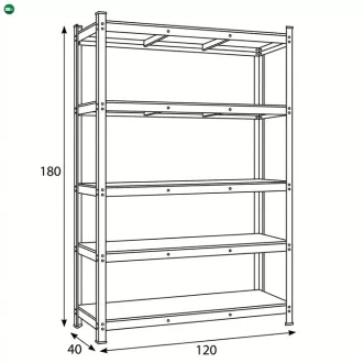 Fém polc fekete AUR-G2120 BK