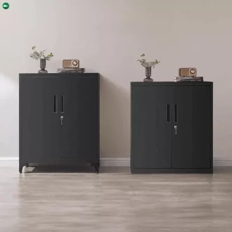 Komód 80x40x90 cm, fém, fekete, AUS-E1113 BK