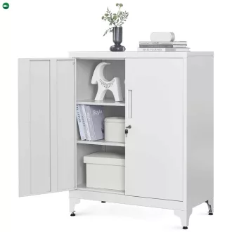 Komód 80x40x90 cm, fém, fehér, AUS-E1113 WT