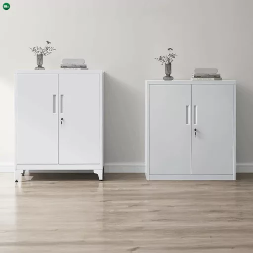 Komód 80x40x90 cm, fém, fehér, AUS-E1113 WT