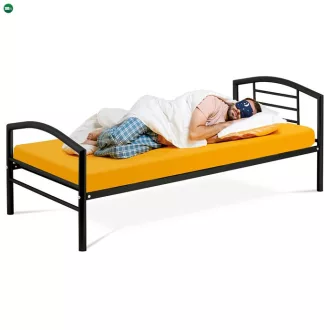 Egyszemélyes ágy 94x207 cm, fém, fekete, BED-1900 BK