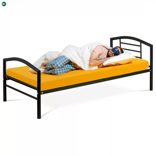 Egyszemélyes ágy 94x207 cm, fém, fekete, BED-1900 BK