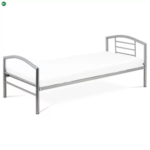 Fém Egyszemélyes Ágy 94×207 cm, Ezüst. BED-1900 SIL