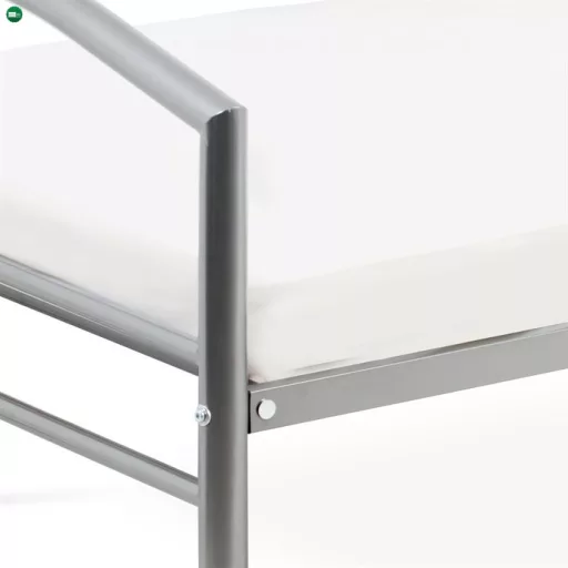 Fém Egyszemélyes Ágy 94×207 cm, Ezüst. BED-1900 SIL