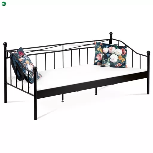 Fém Egyszemélyes Ágy 208×98 cm, Fekete Színben. BED-1905 BK
