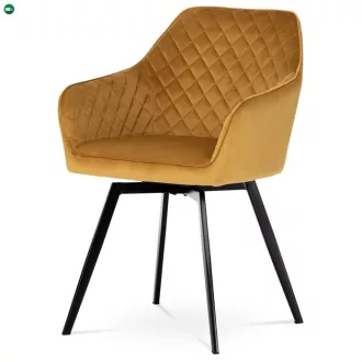   Elegáns Bársony Étkezőszék Sárga Színben Forgó Mechanizmussal. DCH-425 YEL4