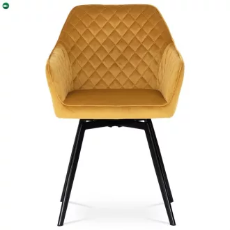   Elegáns Bársony Étkezőszék Sárga Színben Forgó Mechanizmussal. DCH-425 YEL4