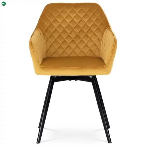 Elegáns Bársony Étkezőszék Sárga Színben Forgó Mechanizmussal. DCH-425 YEL4