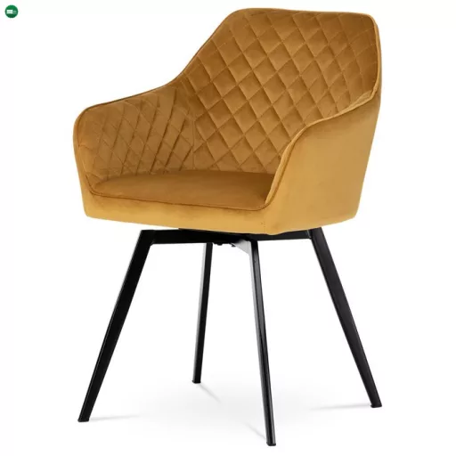 Elegáns Bársony Étkezőszék Sárga Színben Forgó Mechanizmussal. DCH-425 YEL4