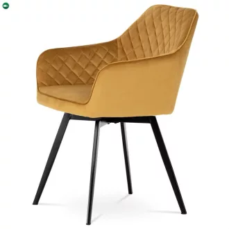   Elegáns Bársony Étkezőszék Sárga Színben Forgó Mechanizmussal. DCH-425 YEL4