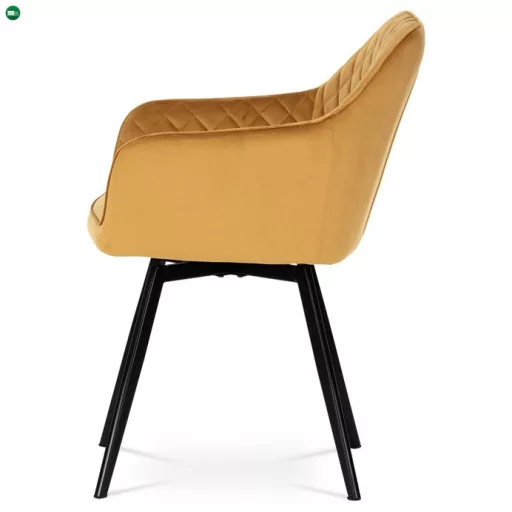 Elegáns Bársony Étkezőszék Sárga Színben Forgó Mechanizmussal. DCH-425 YEL4
