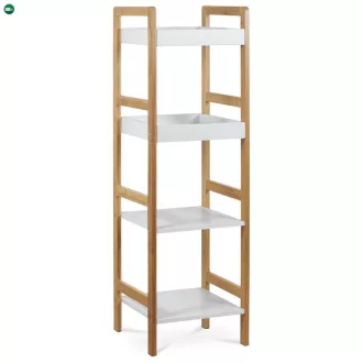   Dr-013-4 Négy Részes Tároló Állvány Bambuszból Natúr Színben, Fehér Mdf Polcokkal. Teherbírás: 12 kg