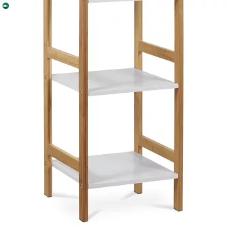   Dr-013-4 Négy Részes Tároló Állvány Bambuszból Natúr Színben, Fehér Mdf Polcokkal. Teherbírás: 12 kg