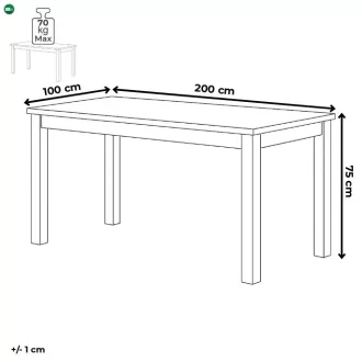 Tömör Tölgy Étkezőasztal 200×100 cm. DS-F200 DUB