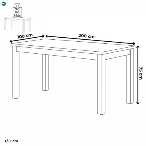 Tömör Tölgy Étkezőasztal 200×100 cm. DS-F200 DUB