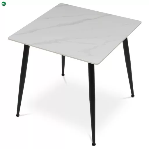 Étkezőasztal 80×80 cm, Kerámia Márvány Lappal. HT-398M WT
