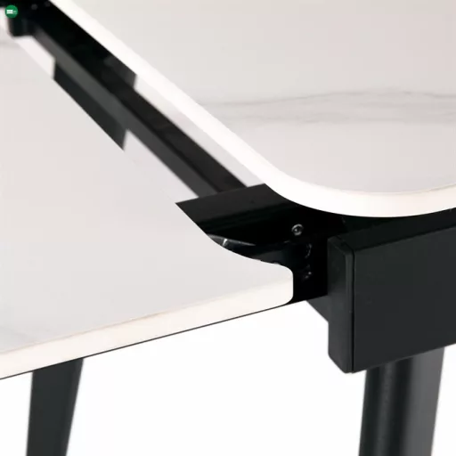 Bővíthető Étkezőasztal 120–180×80 cm, Kerámia Márvány Lappal. HT-405M WT
