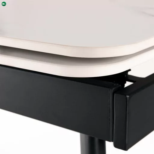 Bővíthető Étkezőasztal 120–180×80 cm, Kerámia Márvány Lappal. HT-405M WT