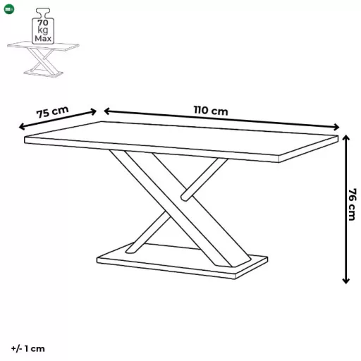 Kihúzható étkezőasztal 110–150x75 cm méretben, MDF kivitelben HT-430 CAP