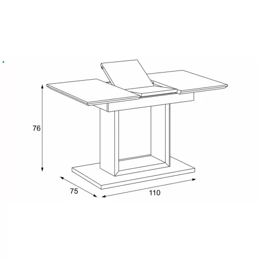 Bővíthető étkezőasztal 110-150x75 cm, MDF, fehér, HT-430 WT