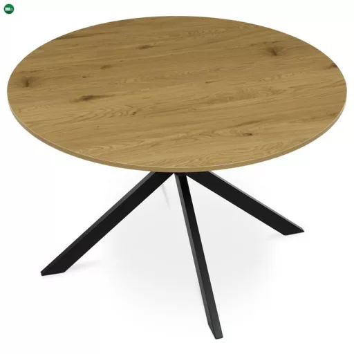 Kerek Étkezőasztal 120×120 cm, MDF, Vad Tölgy. HT-F4120 OAK