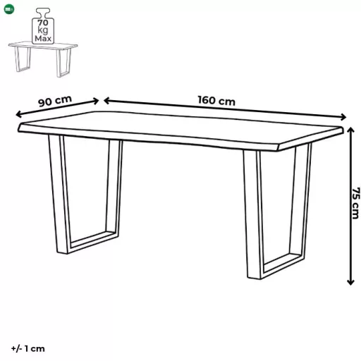 Étkezőasztal 160×90 cm, MDF, Szürke Tölgy. HT-F4216 GREY