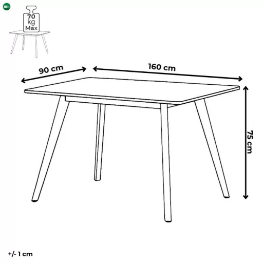 Étkezőasztal 160×90 cm, MDF, Szürke Tölgy. HT-F4416 GREY