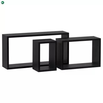 Modern 3 Darabos Polc Szett Fekete Színben P-009