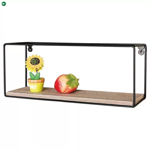 Modern Falipolc Tögy Színben Fekete Fém Kerettel. Anyaga: MDF és Fém P-062