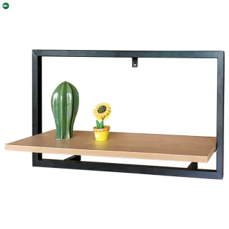   Modern Falipolc Tögy Színben Fekete Fém Kerettel. Méret: 65x20 cm. Anyaga: MDF és Fém. P-074