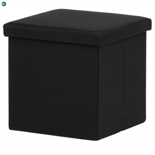 Fekete Szövet Tárolós Puff. TAB-461 BK2