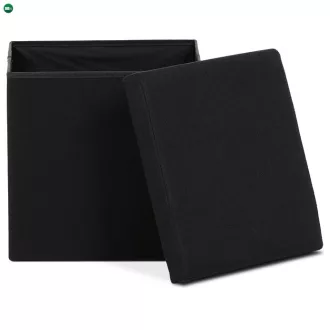 Fekete Szövet Tárolós Puff. TAB-461 BK2